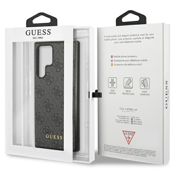 Guess GUHCS23LG4GFGR S23 Ultra S918 grey/grey hardcase 4G Metal Gold Logo