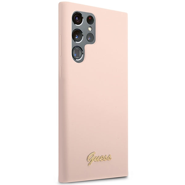 Guess GUHCS23LLSLMGPP S23 Ultra S918 pink/pink hardcase Silicone Script Metal Logo