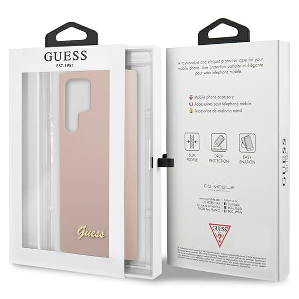 Guess GUHCS23LLSLMGPP S23 Ultra S918 pink/pink hardcase Silicone Script Metal Logo