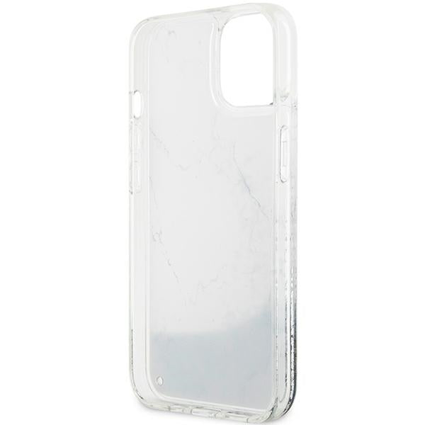 Guess Liquid Glitter Marble case for iPhone 14 - white