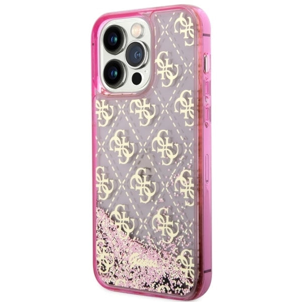 Guess GUHCP14XLC4PSGP iPhone 14 Pro Max 6.7" pink/pink hardcase Liquid Glitter 4G Transculent