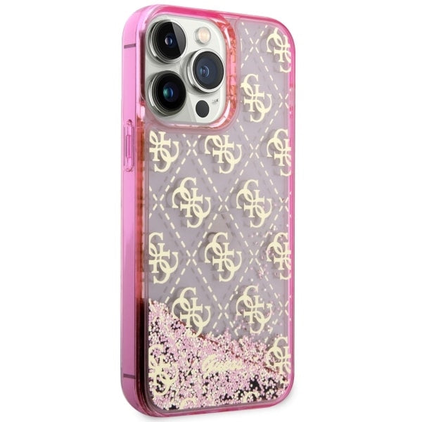 Guess GUHCP14XLC4PSGP iPhone 14 Pro Max 6.7" pink/pink hardcase Liquid Glitter 4G Transculent