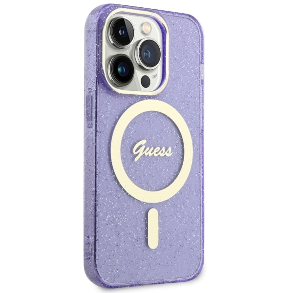 Guess GUHMP14LHCMCGU iPhone 14 Pro 6.1" purple/purple hardcase Glitter Gold MagSafe