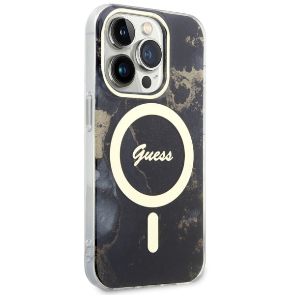 Guess GUHMP14LHTMRSK iPhone 14 Pro 6.1" black/black hardcase Golden Marble MagSafe