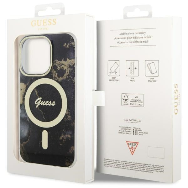 Guess GUHMP14LHTMRSK iPhone 14 Pro 6.1" black/black hardcase Golden Marble MagSafe
