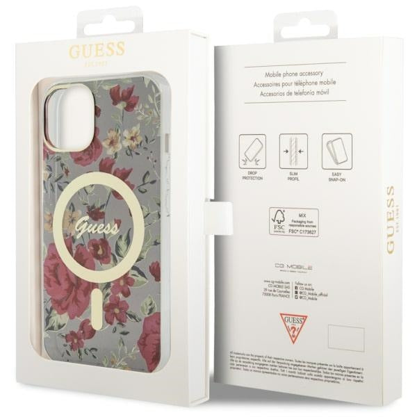 Guess GUHMP14MHCFWSA iPhone 14 Plus 6.7" green/khaki hardcase Flower MagSafe