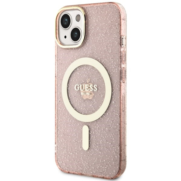 Guess GUHMP14MHCMCGP iPhone 14 Plus 6.7" pink/pink hardcase Glitter Gold MagSafe