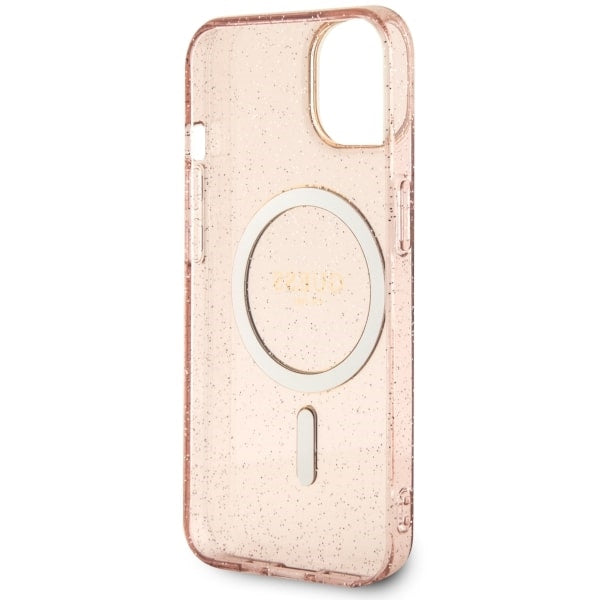 Guess GUHMP14MHCMCGP iPhone 14 Plus 6.7" pink/pink hardcase Glitter Gold MagSafe
