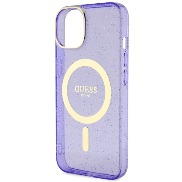 Guess GUHMP14MHCMCGU iPhone 14 Plus 6.7" purple/purple hardcase Glitter Gold MagSafe