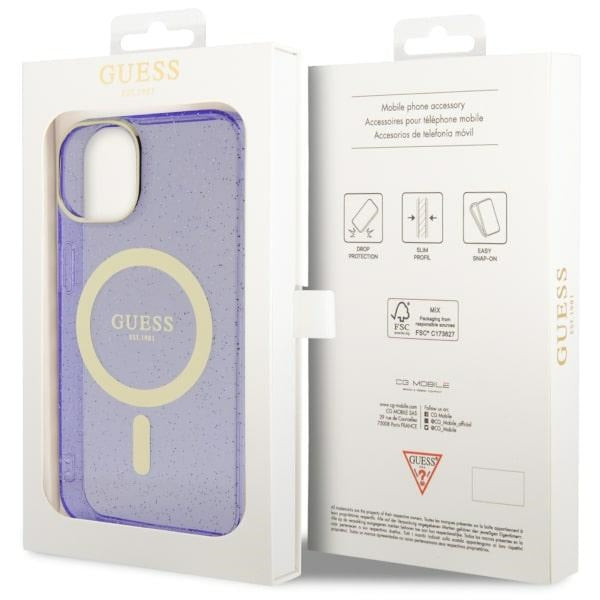 Guess GUHMP14MHCMCGU iPhone 14 Plus 6.7" purple/purple hardcase Glitter Gold MagSafe