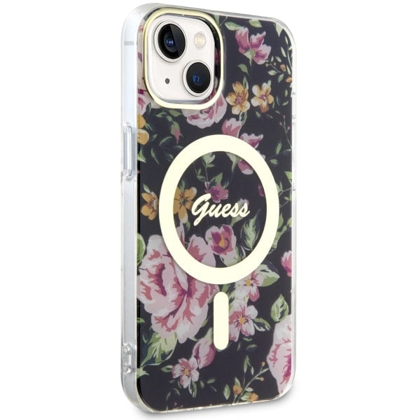 Guess Flower MagSafe case for iPhone 14 - black