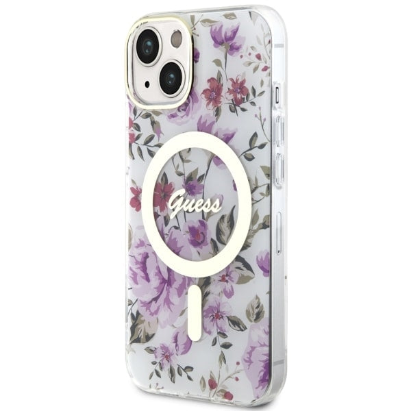 Guess Flower MagSafe case for iPhone 14 - transparent