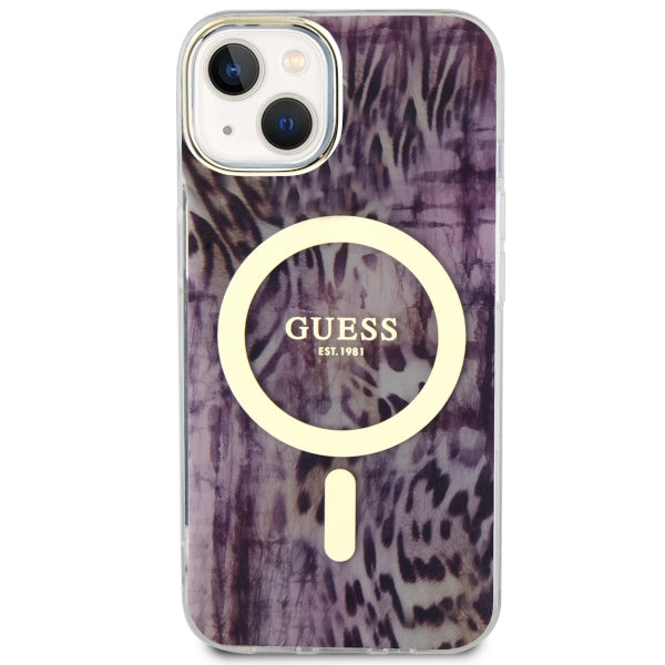 Guess Leopard MagSafe case for iPhone 14 - pink