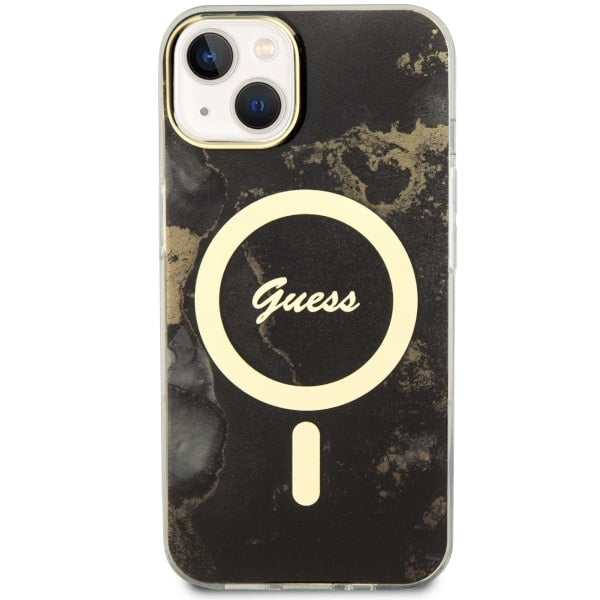 Guess GUHMP14SHTMRSK iPhone 14 6.1" black/black hardcase Golden Marble MagSafe