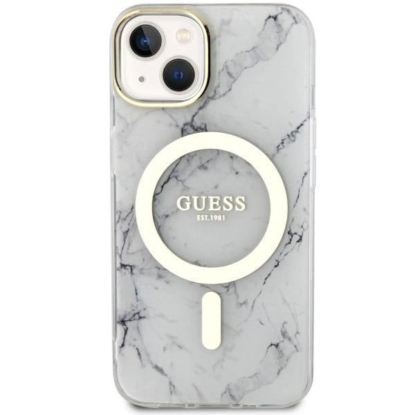 Guess GUHMP14SPCUMAH iPhone 14 6.1" white/white hardcase Marble MagSafe