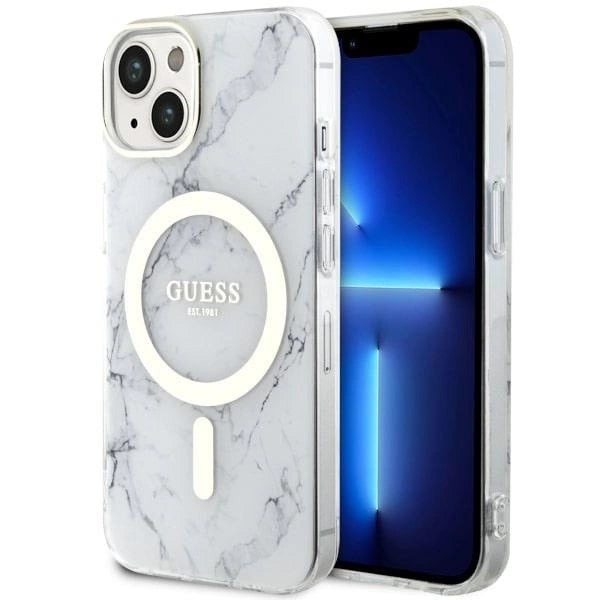 Guess GUHMP14SPCUMAH iPhone 14 6.1" white/white hardcase Marble MagSafe