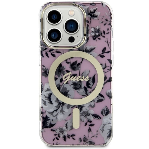 Guess GUHMP14XHCFWSP iPhone 14 Pro Max 6.7" pink/pink hardcase Flower MagSafe