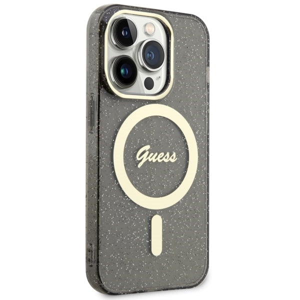 Guess GUHMP14XHCMCGK iPhone 14 Pro Max 6.7" black/black hardcase Glitter Gold MagSafe