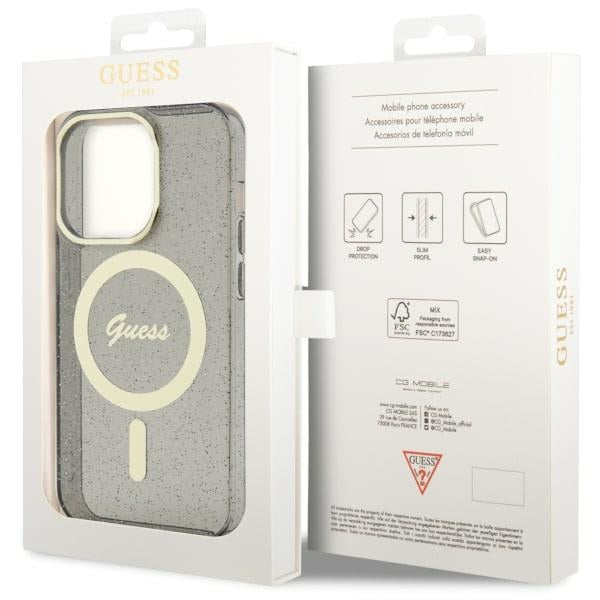 Guess GUHMP14XHCMCGK iPhone 14 Pro Max 6.7" black/black hardcase Glitter Gold MagSafe