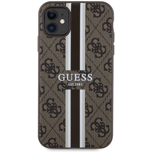 Guess GUHMN61P4RPSW iPhone 11 / Xr brown/brown hardcase 4G Printed Stripes MagSafe
