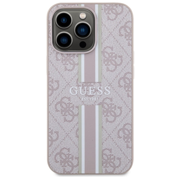 Guess GUHMP13LP4RPSP iPhone 13 Pro / 13 6.1" pink/pink hardcase 4G Printed Stripes MagSafe