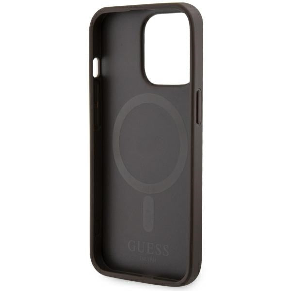 Guess GUHMP13LP4RPSW iPhone 13 Pro / 13 6.1" brown/brown hardcase 4G Printed Stripes MagSafe