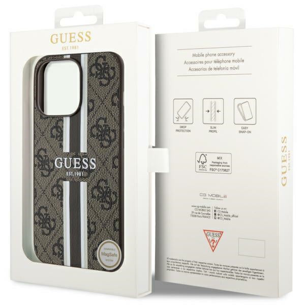 Guess GUHMP13LP4RPSW iPhone 13 Pro / 13 6.1" brown/brown hardcase 4G Printed Stripes MagSafe