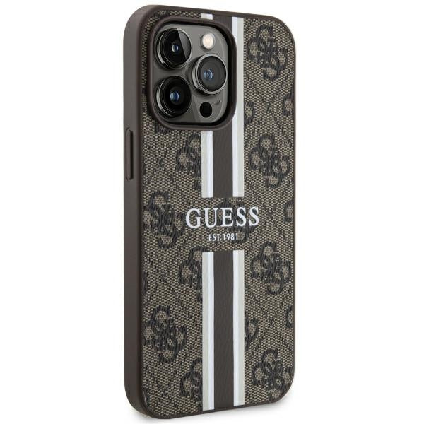 Guess GUHMP13LP4RPSW iPhone 13 Pro / 13 6.1" brown/brown hardcase 4G Printed Stripes MagSafe