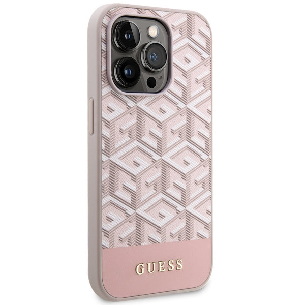 Guess GUHMP14LHGCFSEP iPhone 14 Pro 6.1" pink/pink hard case GCube Stripes MagSafe