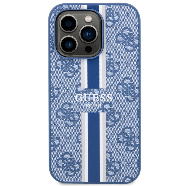 Guess GUHMP14LP4RPSB iPhone 14 Pro 6.1" blue/blue hardcase 4G Printed Stripes MagSafe