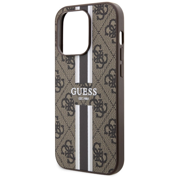 Guess GUHMP14LP4RPSW iPhone 14 Pro 6.1" brown/brown hardcase 4G Printed Stripes MagSafe