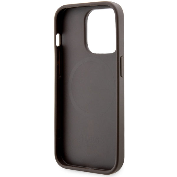 Guess GUHMP14LP4RPSW iPhone 14 Pro 6.1" brown/brown hardcase 4G Printed Stripes MagSafe