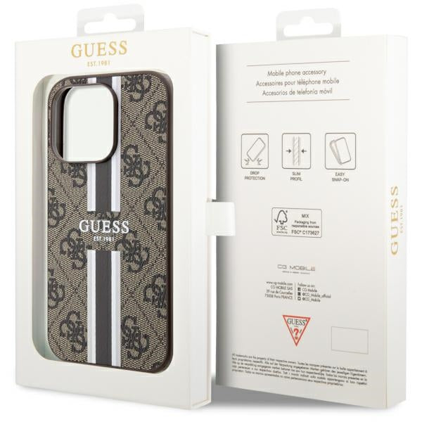 Guess GUHMP14LP4RPSW iPhone 14 Pro 6.1" brown/brown hardcase 4G Printed Stripes MagSafe
