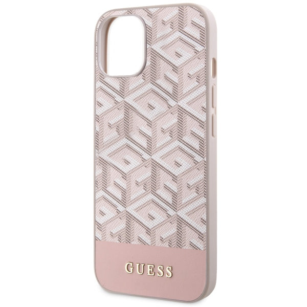 Guess GUHMP14MHGCFSEP iPhone 14 Plus 6.7" pink/pink hard case GCube Stripes MagSafe