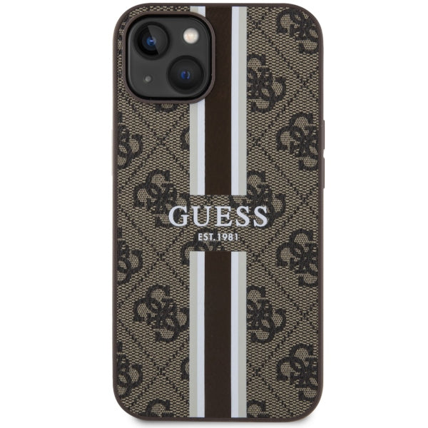 Guess GUHMP14MP4RPSW iPhone 14 Plus 6.7" brown/brown hardcase 4G Printed Stripes MagSafe