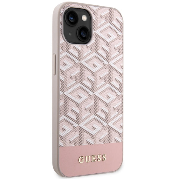 Guess GUHMP14SHGCFSEP iPhone 14 6.1" pink/pink hard case GCube Stripes MagSafe