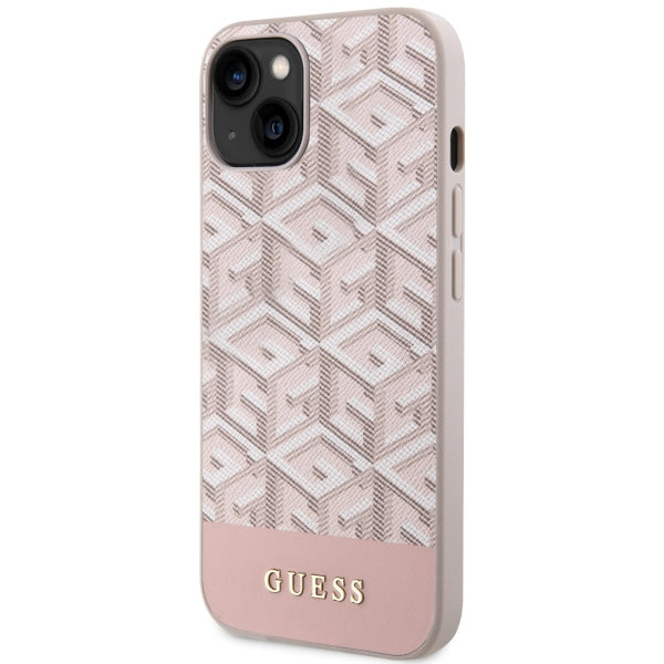 Guess GUHMP14SHGCFSEP iPhone 14 6.1" pink/pink hard case GCube Stripes MagSafe