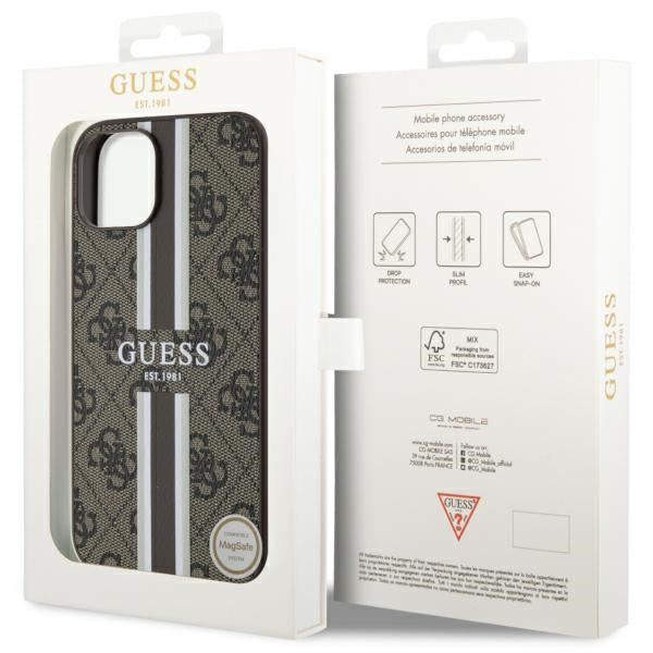 Guess GUHMP14SP4RPSW iPhone 14 6.1" brown/brown hardcase 4G Printed Stripes MagSafe