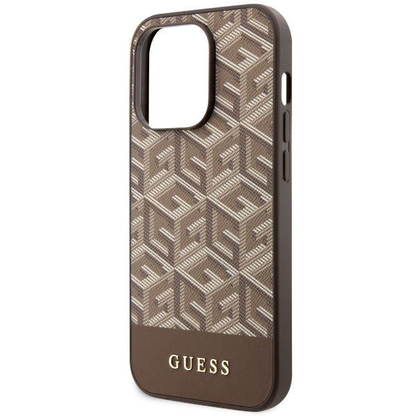 Guess GUHMP14XHGCFSEW iPhone 14 Pro Max 6.7" brown/brown hard case GCube Stripes MagSafe