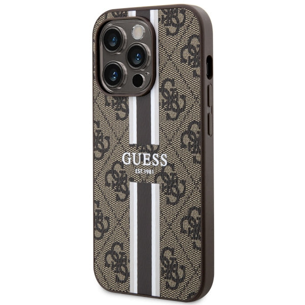 Guess GUHMP14XP4RPSW iPhone 14 Pro Max 6.7&quot; brown/brown hardcase 4G Printed Stripes MagSafe