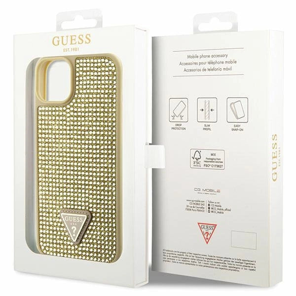 Guess GUHCP14SHDGTPD iPhone 14 6.1" gold/gold hardcase Rhinestone Triangle