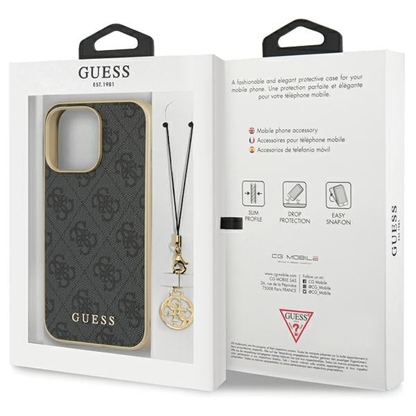 Guess 4G Charms Collection case for iPhone 14 Pro - gray