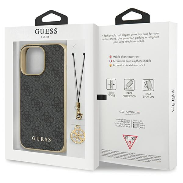 Guess 4G Charms Collection case for iPhone 14 Pro Max - gray