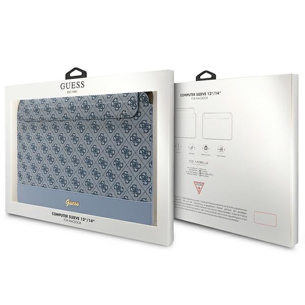 Guess 4G Stripe Metal Logo case for a 14" laptop - blue