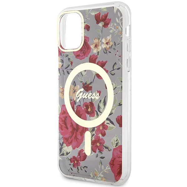 Guess GUHMN61HCFWSA iPhone 11 / Xr 6.1" green/khaki hardcase Flower MagSafe