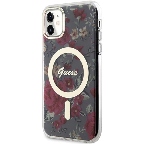 Guess GUHMN61HCFWSA iPhone 11 / Xr 6.1" green/khaki hardcase Flower MagSafe