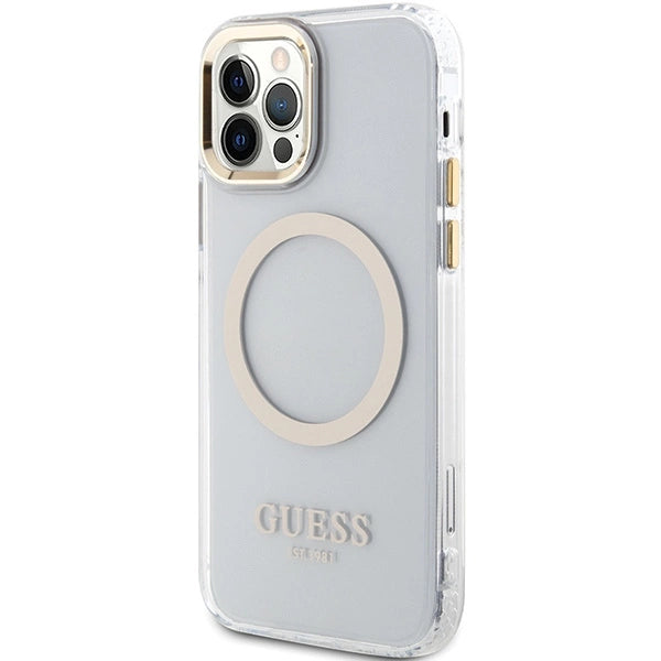 Guess Metal Outline Magsafe case for iPhone 12 / iPhone 12 Pro - gold