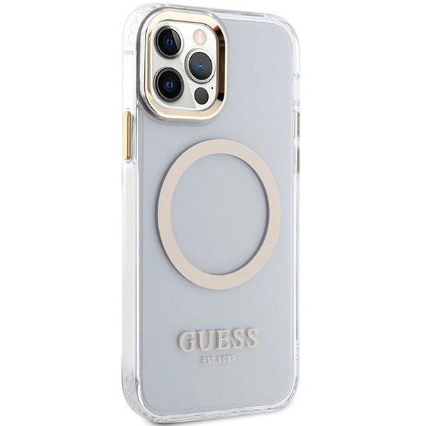 Guess Metal Outline Magsafe case for iPhone 12 / iPhone 12 Pro - gold