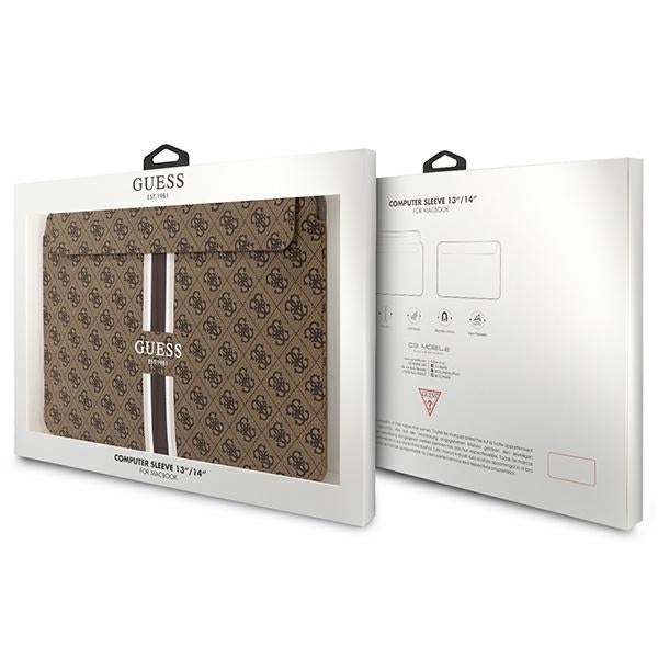 Guess 4G Printed Stripes cover for a 14" laptop - brown