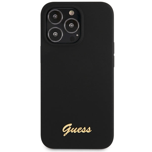 Guess GUHCP13XLSLMGBK iPhone 13 Pro Max 6.7" black/black hardcase Silicone Script Gold Logo